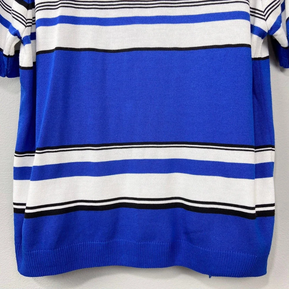 Vintage Alfred Dunner Twofer Cardigan Sweater Set Size L‎ Striped Blue Attached